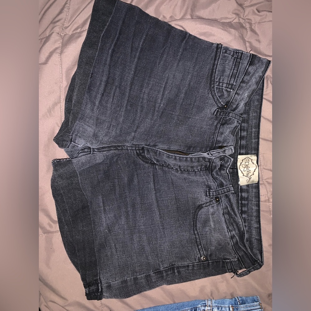 black jean shorts